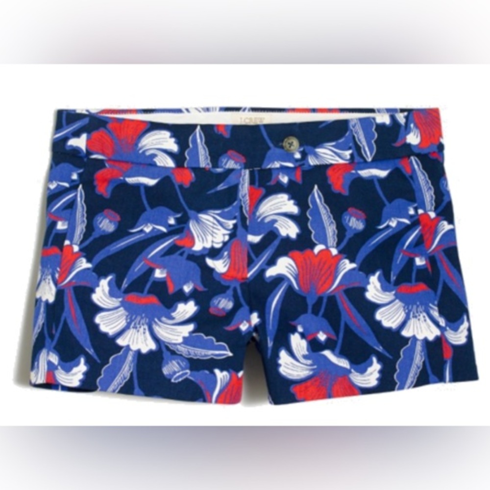 J Crew 3" printed short in navy blue red flowers NWOT Size 10 - Picture 9 of 9